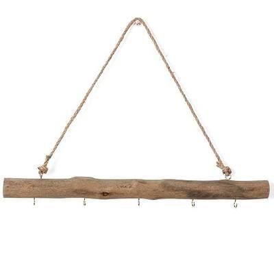 15-Inch Driftwood Wall Hanging Jewelry Hanger - Rustic Wood Logs Hanging Branch Decor with 5 Hooks, Handcrafted from Natural Drift Wood Pieces for Crafts (Rustic)