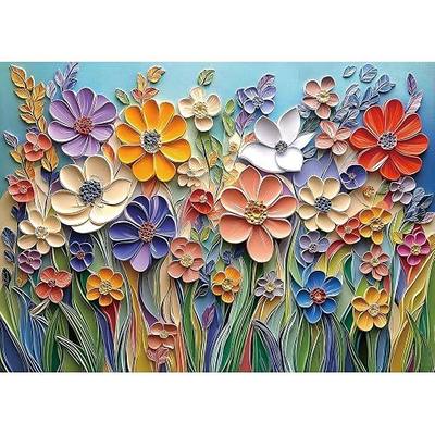 MINIWAN 1000 Piece 3D Quilled Paper Art Flower Garden Jigsaw Puzzle | 27.5"x19.7", Letters on Back, Reference Poster Included, For Adults & Seniors