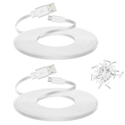 Smays 2-Pack 10 ft Extension Cable for WYZE Cam v4, WYZE Cam v3 and v3 Pro Camera, Long Flat Micro USB Cord, White