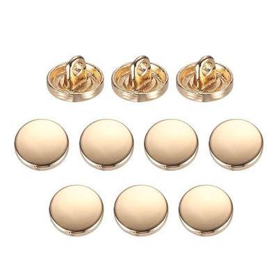 HARFINGTON 10pcs Metal Flat Button, 10mm Round Metal Sewing Button Alloy Shank Replacement Button for Men Women Suit Woolen Coat Shirt Jacket Trousers Sewing Crafts, Bright Gold