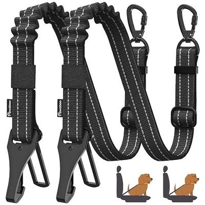 Pawaboo 2Pack Dog Seatbelt for Car,3-in-1 Dog Car Seat Belt Bungee,Shockproof Dogs Tether for Cars with Buckle&Hook Latch, Adjustable Reflective Dogs Cars Harness Leash with 360° Lockable Buckle,Black