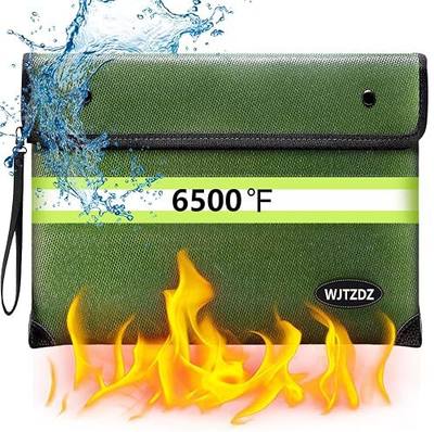 Upgraded Fireproof Money Bag, 10 Layers of Heat Insulated Materials, 6500F Fireproof, Waterproof Zipper, Reflective Strip, Document Bag with Handle for Cash, Important Documents