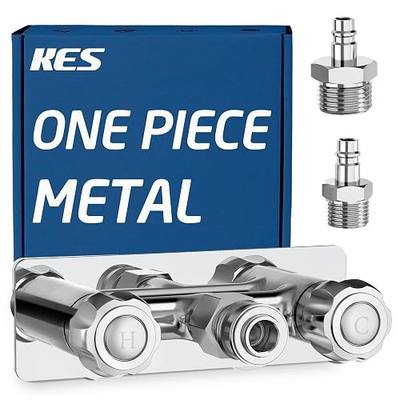 KES All Metal RV Exterior Shower Faucet One-Piece Brass Valve Body with 18/8 Stainless Steel Quick Connectors, 4 inch Leak Free RV Outdoor Camper Shower Faucet for Motorhome, Travel Trailer, Chrome