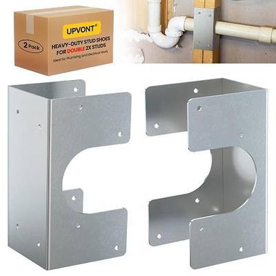 Stud Shoes for Double 2X Studs, 16-Gauge Galvanized Stud Shoes, 6.25" Height, 3" Width, Fits Up to 2 3/8" OD Pipes – Thicker, Higher, IBC/IRC Code Compliant, Extra Durable (6.25"x3"-2 PCS)