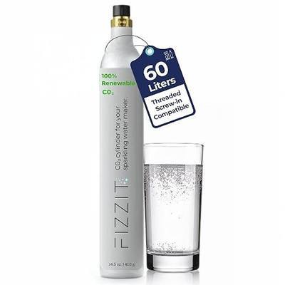 FIZZIT 60L Threaded CO2 Cylinder – Refillable 60-Liter Canister Compatible with All ‘Screw-In’ Only Soda Stream, Philips and More – Soda Streaming Machine CO2 Tanks Gas Refill, Filled in USA – 1 Pack
