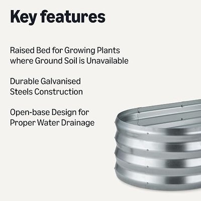 Amazon Basics Raised Garden Bed, Galvanized Steel, 48 x 24 x 12 inches, Silver