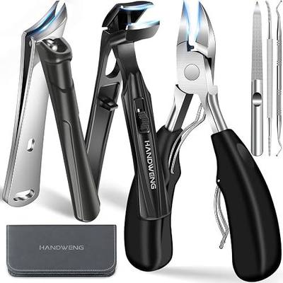 Toenail Clippers for Seniors Thick Toenails, Angled Head Large Toe Nail Clippers for Thick Nails for Men, Heavy Duty Ingrown Toenail Clippers with Wide Jaw, Slanted Nail Clippers with Long Handle