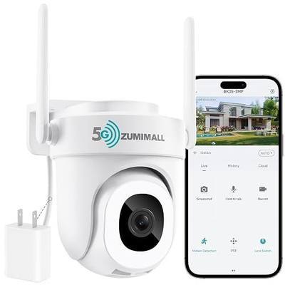 ZUMIMALL 2K 3MP Wired Camera for Home Security, 2.4G/5G WiFi Security Camera Outdoor, 24/7 Recording, AI Motion Detection, Cloud & SD Card Storage, 2-Way Audio, 360° PTZ Auto Tracking, Work with Alexa