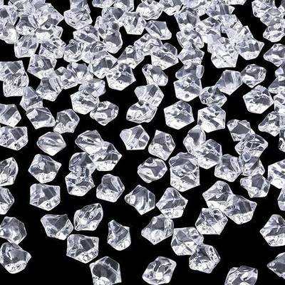 YATOJUZI 500pcs Fake Ice Cubes Clear Vase Fillers Fish Tank Aquarium Decorations DIY Craft Accessories Acrylic Crushed Rocks Plastic Diamonds Gems for Dinning Table Centerpiece Wedding Birthday Party