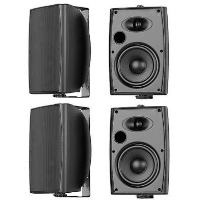 6.5 Inch Max 800W Outdoor Bluetooth Speakers Waterproof Wired with Multifunctional Amplifier Wall Mount Outdoor Speaker System for Patio Garden Poolside Home(4 Speakers,Black)