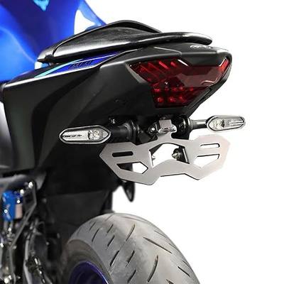 Motorcycle R25 R3 Fender Eliminator License Plate Holder/Tail Tidy Bracket For YAMAHA YZF-R25 2014-2023 / YZF-R3 MT-25 MT-03 2015-2023, LED License Plate Lights and Turn Signal Mounting Holes (Black)