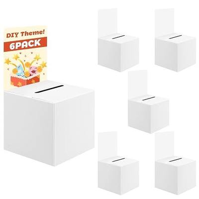 6 Pack Cardboard Ballot Box with Slot 6 x 6x 6 Inch Raffle Boxes Suggestion Boxes Raffle Ticket Box Donation Boxes for Fundraising Ticket Boxes for Collecting Card Voting Contest