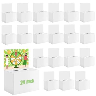 24 Pack White Cardboard Ballot Box with Slot 6.5x4.5x4.5 Inch Raffle Boxes with Removable Header Suggestion Boxes Donation Box for Fundraising Ticket Boxes for Collecting Card Voting Contest