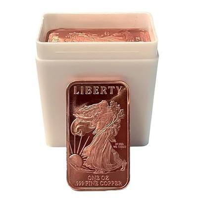 One (1) Ounce Walking Liberty Copper Bar by Unique Metals | Pack of 20 | .999 Fine Copper | Made in the USA