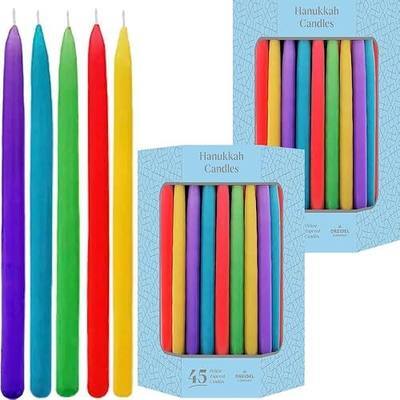 Muted Rainbow Hanukkah Menorah Deluxe Tapered Candles for All 8 Nights of Chanukah (2-Pack)