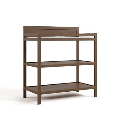 Storkcraft Alpine Changing Table, Hazelnut | GREENGUARD Gold Certified Nursery Changing Table, Includes Water-Resistant Changing Pad, 2 Shelves for Storage and Organizing
