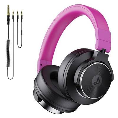 Wired Over Ear Headphones, Studio Monitor & Mixing DJ Headphones with 50mm Neodymium Drivers and 1/4 to 3.5mm Jack for Guitar AMP Podcast Piano Keyboard, Black-Purple