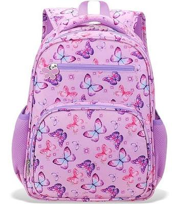 RHCPFOVR Kids Backpack for Girls - Girls Backpack 3-8 Ages Butterfly for Kids 15 Inch School Bookbag for Kindergarten Elementary School Bookbag for Girl 1st 2nd Grade