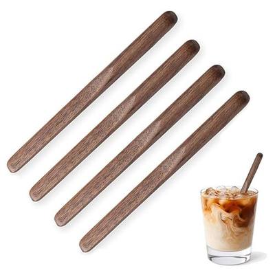 Black Walnut Wood 4Pcs Coffee Stirrers 6″ Reusable & Multifunctional for Coffee, Drinks, Tea, Milk, Oatmeal, Crafts and Oil, butter spreader Great for jam, jelly, peanut butter etc.