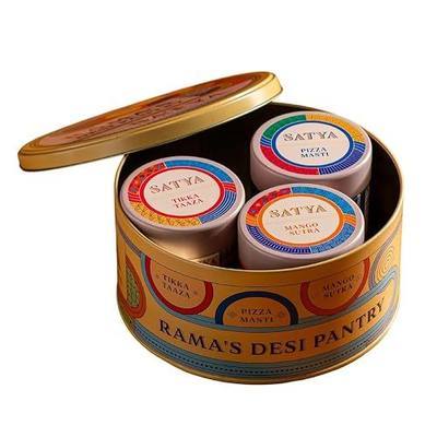 Satya Blends Indian Spice Gift Set Pack of 3 – Tikka Taaza, Pizza Masti & Mango Sutra Seasoning Trio, Vegan, Gluten Free, Low Sodium, No Added Dyes, Multipurpose Indian Seasoning Set for Pizza, Paneer, Vegetables, Snacks & Marinades in Reusable Tins