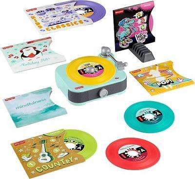 Fisher-Price Deluxe Rockin’ Record Player Set | Pretend Turntable, 6 Albums, Musical Toy For Preschool Play, Kids Ages 3+ Years (Amazon Exclusive)