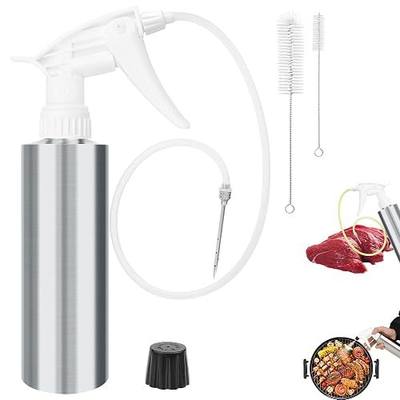 AHIER 2 in1 BBQ Spray Bottle Turkey Marinade Injector Stainless Steel | Grill Spray Bottle & Meat Injector, 2 PCS Cleaning Brush