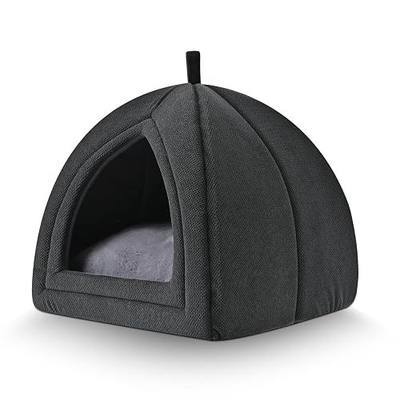 Amazon Basics Cat Cave Bed, 2-in-1 Foldable House for Indoor Cats, with Washable Cushion and Non-Slip Base, 17.5 x 17.5 Inches, Large