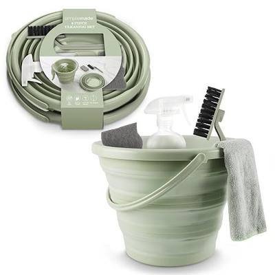 SIMPLEMADE Collapsible Bucket Cleaning Set - Includes 2 Foldable Buckets, Spray Bottle, Rag, Scrubbing Brush and Sponge - Holds Up to 10 liters, Easy Storage, All-Purpose Cleaning Solution
