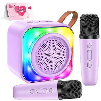 Karaoke Machine with 2 Microphones for Kids, Toys Birthday Gifts for Ages 3-12 Years Old Girls Boys, Mini Karaoke Microphone with Protable Bluetooth Speaker for Singing Party Outdoor Play