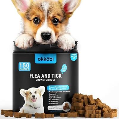 Flea and Tick Prevention Chewables for Dogs - 150 Chews - Flea & Tick Control - Vet-Approved Oral Treatment - Chicken Flavor