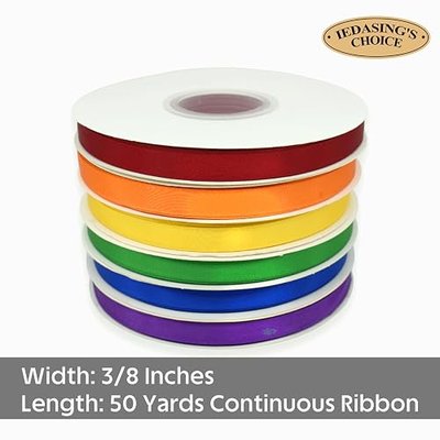 Brown Ribbon 3/8 Inch x 50 Yards Satin Ribbon Continuous, Single Face, for Crafts, Gift Wrapping, Floral Bouquet, Weddings, and Decorations, with Spool
