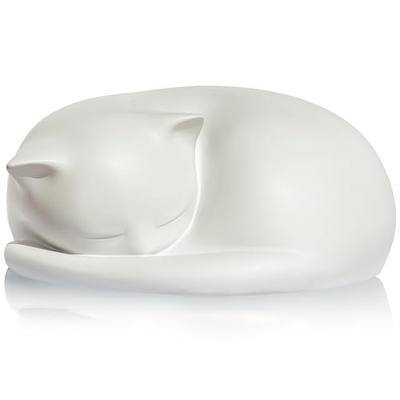 Cat Urn, White Resin, Sleeping Kitty Pet Cremation Urns for Cats Ashes | Waterproof Large Cat Memorial Funeral Keepsake Urns for Ashes, Up to 8kg, 7.87 x 7.87 x 3.15 Inches