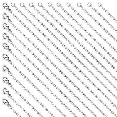20 Pack Stainless Steel Necklace Chain for Jewelry (17+19 inch) | 20 Pack, Fadeless, Waterproof, High Polish, Hypoallergenic, Silver, Jewelry Accessories