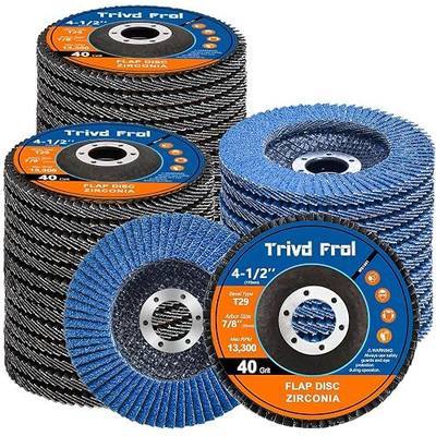 Flap Discs 4 1/2" for Angle Grinder - Trivd Frol 4 1/2 Flap Disc 40 Grit T29 Grinding Wheel, 7/8 Inch Zirconia Abrasive Angle Grinder Sanding Disc for Metal, Wood, Stainless Steel Finishing- 40 Pack
