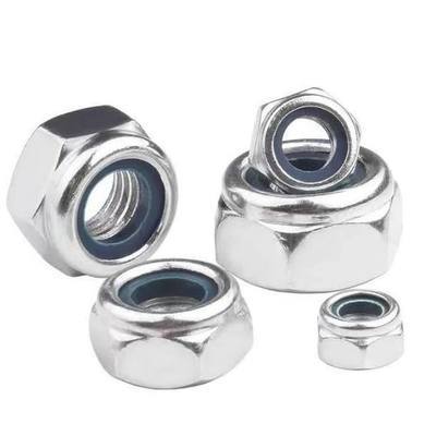 M18-2.25 Lock Nuts, M18 Nylon Insert Locknuts 304 Stainless Self Clinching Nuts, Bright Finish, Full Thread Nylock Nuts,5Pcs