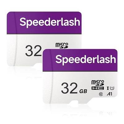 Micro SDHC Memory Card 32GB 2Pack, Speederlash Camera Plus TF Card with Adapter, 90MB/s Read Speed, 4K UHD&5K Video Support, U1 A1 Rated, for Security Camera, Smartphone, Drone, Tablet, PC