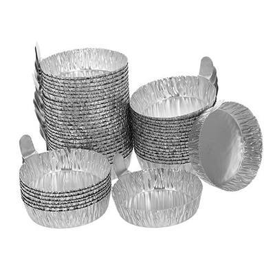 Angoily Aluminum Foil Weighing Dish, 50 Pcs Aluminum Weigh Boats, Small Disposable Sample Pans with Tab Handle, Foil Jam Pans Silver for Lab Chemistry Powder Mixing, Microbalances, Thermal Analysis