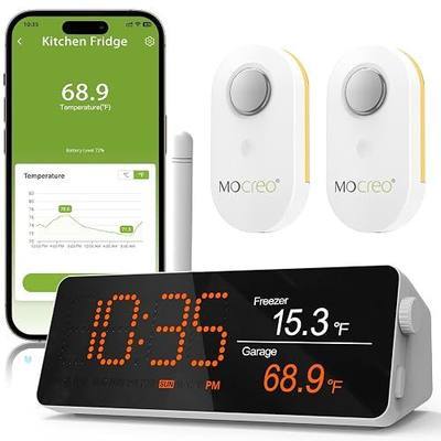 WiFi Remote Thermometer Freezer Alarm, 1/3 Mile Long Range, IP66 Waterproof, App Email Alert, with Digital Monitor Hub, 2 Smart Wireless Temperature Sensors for Fridge, RV, Greenhouse