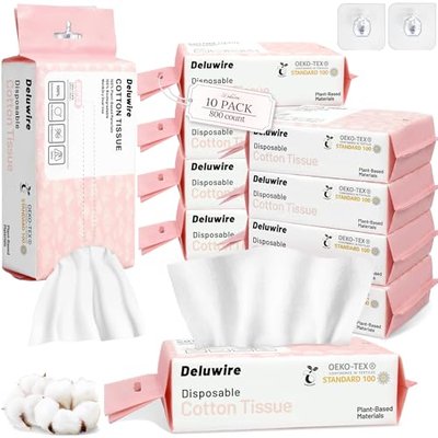 800 Count Disposable Face Towels, Soft & Skin Friendly Face Towelettes Disposable, Facial Tissue Dry Wipes for Women Cleansing