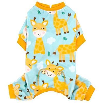 KYEESE Velvet Dog Pajamas Soft Onesie for Daily Wear, Giraffe | 4-Way Stretch, Lightweight & Breathable, Reduces Shedding, Gentle on Sensitive Skin, Recovery Support, Easy Potty Breaks
