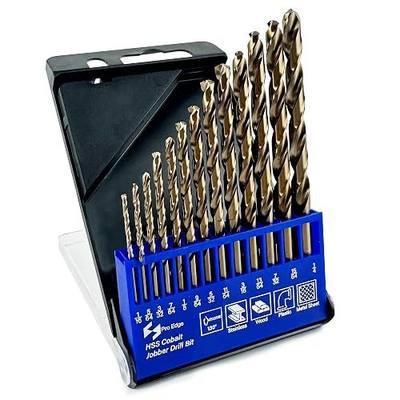 13pcs Cobalt Drill Bits Set M35 HSS Jobber Drill Bits Set 1/16"-1/4" | 135 Degree Tip Design with Index Storage Box, for Hardened Metal, Stainless Steel, Cast Iron, Wood and Plastic