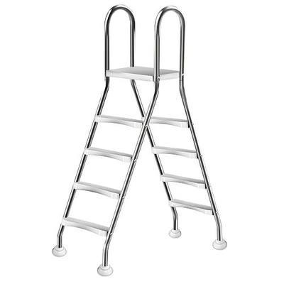Above Ground Pool Ladder,54" Heavy Duty Luxury Pool Ladder with Platform,4-Steps Swimming Frame Pool Ladder,304 Stainless Steel,551 lbs Load Capacity,Anti-Slip feet& Wider Steps