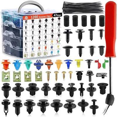 1351PCS Car Retainer Clip Assortment Kit 42 Most Popular Sizes | Ford Trim Door Panel Trim Screw Clips Nylon Bumper Fender Rivets with Red Fasteners for GM Toyota Honda