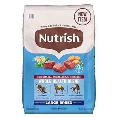 Nutrish Large Breed Dry Dog Food with Beef, 40 lb. Bag (Rachael Ray) | Pea, Carrot & Brown Rice Recipe, Made with Real Protein to Support Lean Muscle Mass & Healthy Organs