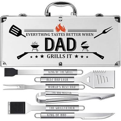 Dad Gifts, Dad Birthday Gifts from Daughter Son Heavy Duty Grilling Accessories Kit for Backyard BBQ, Thick Stainless Steel Grill Utensils with Non-Slip Handle Tool for Man on Christmas