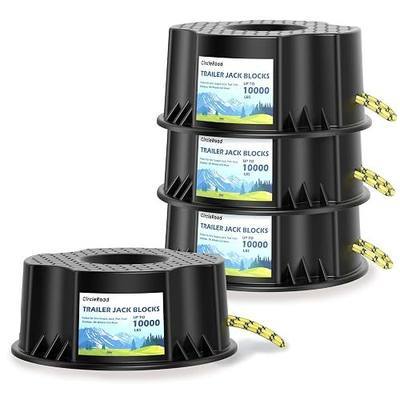 Trailer Jack Block, 4 Pack Heavy Duty Camper Jack Pads UV Resistant Up to 10,000 lbs Leveling Block for Trailer, Tongue Jack, 5th Wheels, Black