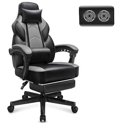 Gaming Chair for Adult, Computer Chair with Footrest Video Game Chair Big and Tall Gaming Chair with Massage Lumbar Support, Adjustable Height and 360° Swivel Seat(Grey)