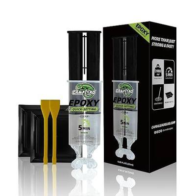 2 Part Epoxy Glue - Dries Clear, 5 Minute Epoxy with 2 Mixing Kits, 3988 PSI High Strength Adhesive for Metal, Plastic - 0.85 Ounce Syringe (Pack of 1)