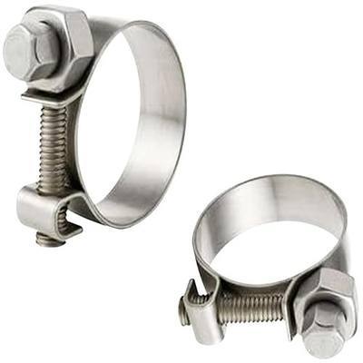 NITRO4X4 Stainless Steel Fuel Injector Hose Clamps Set - 2 Pack Adjustable Gas Line Hose Clamp (7/16 to 1/2 Inch, 11-13mm) - Heavy Duty Hose Clamp for Fuel Lines, Automotive Repairs