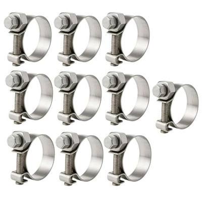NITRO4X4 Stainless Steel Fuel Injector Hose Clamps Set - 10 Pack Adjustable Gas Line Hose Clamp (1/2 to 9/16 Inch, 13-15mm) - Heavy Duty Hose Clamp for Fuel Lines, Automotive Repairs